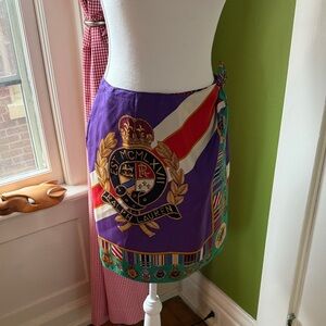Vintage Ralph Lauren Scarf-Style Multi-Color Silk Wrap Skirt, size M